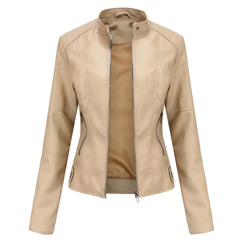 Kirsten | Damen Kunstleder-Bikerjacke mit Reißverschluss