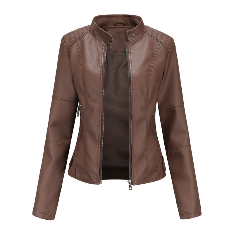 Kirsten | Damen Kunstleder-Bikerjacke mit Reißverschluss