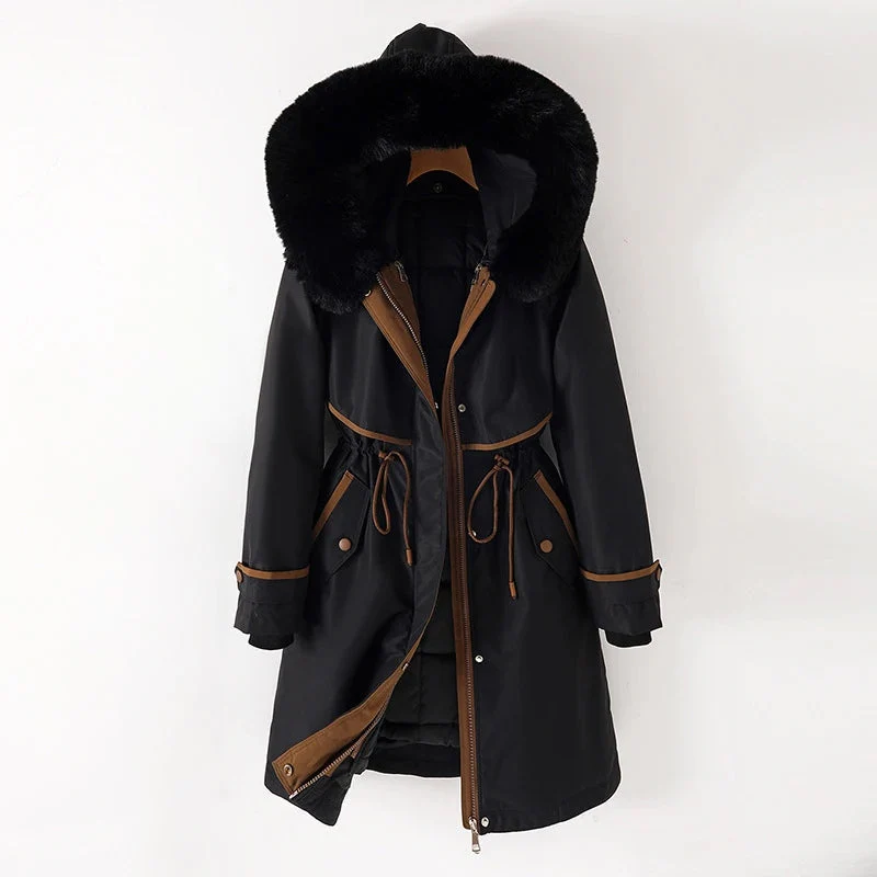 Hanna | Damen Warme, lange Jacke mit Kapuze