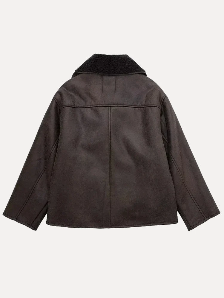 Regine | Damen Locker Geschnittene Leder Winterjacke