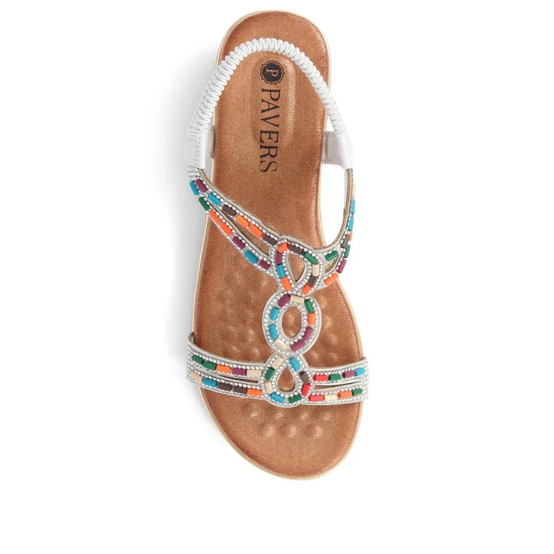 Embellished Wedge Sandals - BAIZH39071 / 325 102 - White