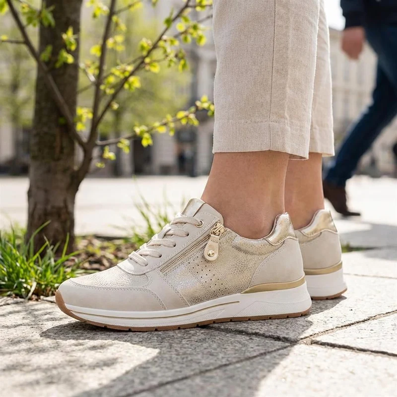 Cushioned Zip Up Trainers - WOIL43022 / 329 072 - Beige