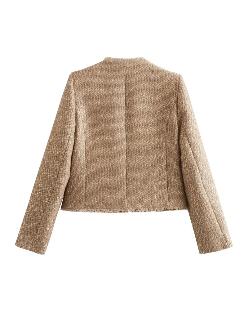 Yvonne | Damen Elegante Tweed-Jacke mit Knopfleiste
