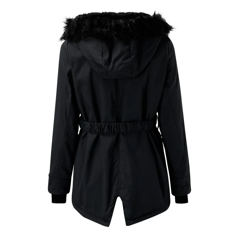 Andrea | Damen Casual Warme Longline Kapuzen Winterjacke