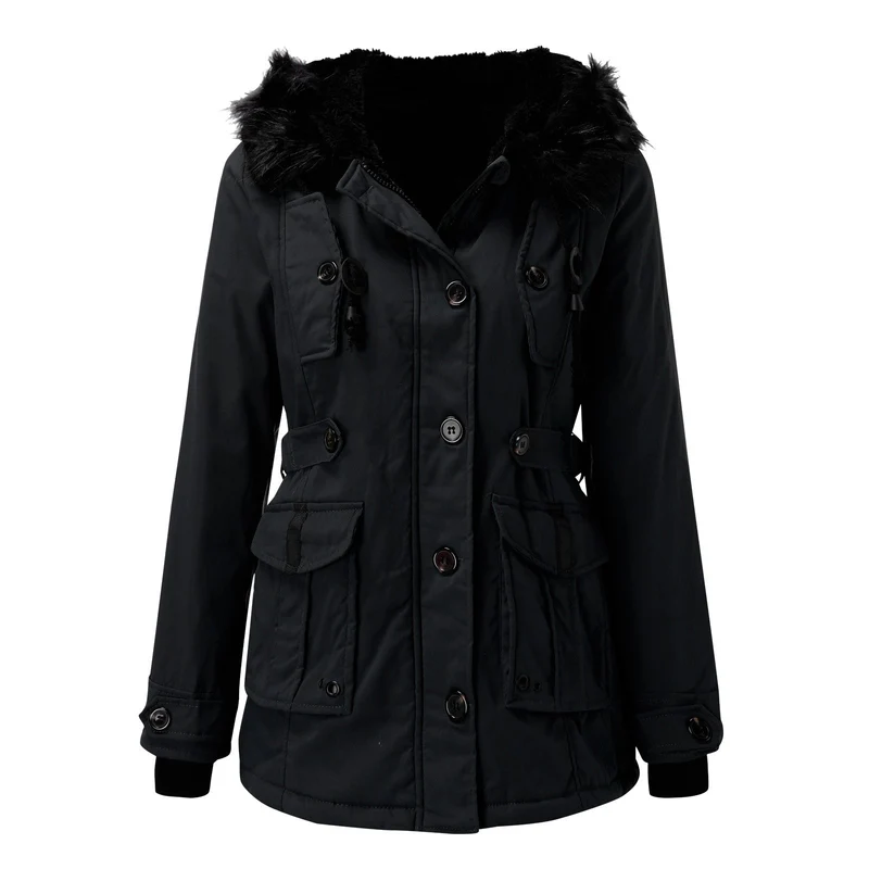 Andrea | Damen Casual Warme Longline Kapuzen Winterjacke