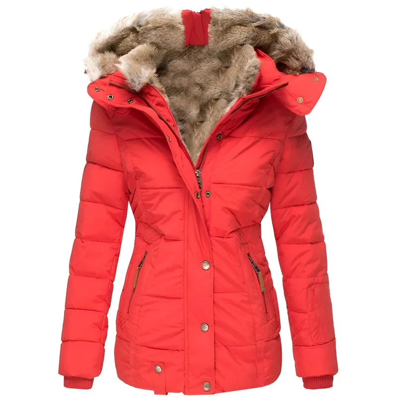 Bettina | Damen Taillierte Winterjacke mit Kapuze