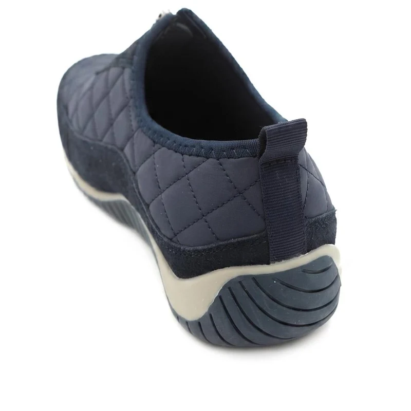 Wide Fit Leather Slip-On Shoes With Zip Fastening - BRK42019 / 328 406 - Navy