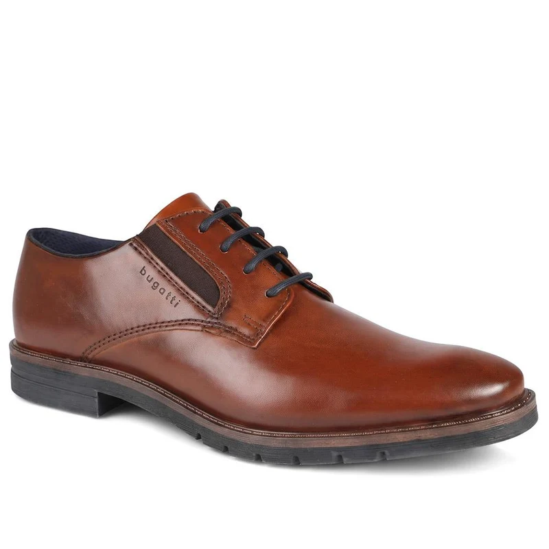 Bugatti Wide Fit Smart Lace Up Shoes - BUG44507 / 329 638 - Cognac