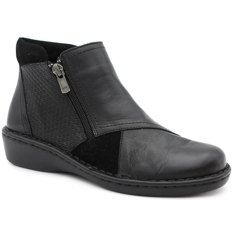 Smart Zip Up Leather Ankle Boots - AS44001 / 330 158