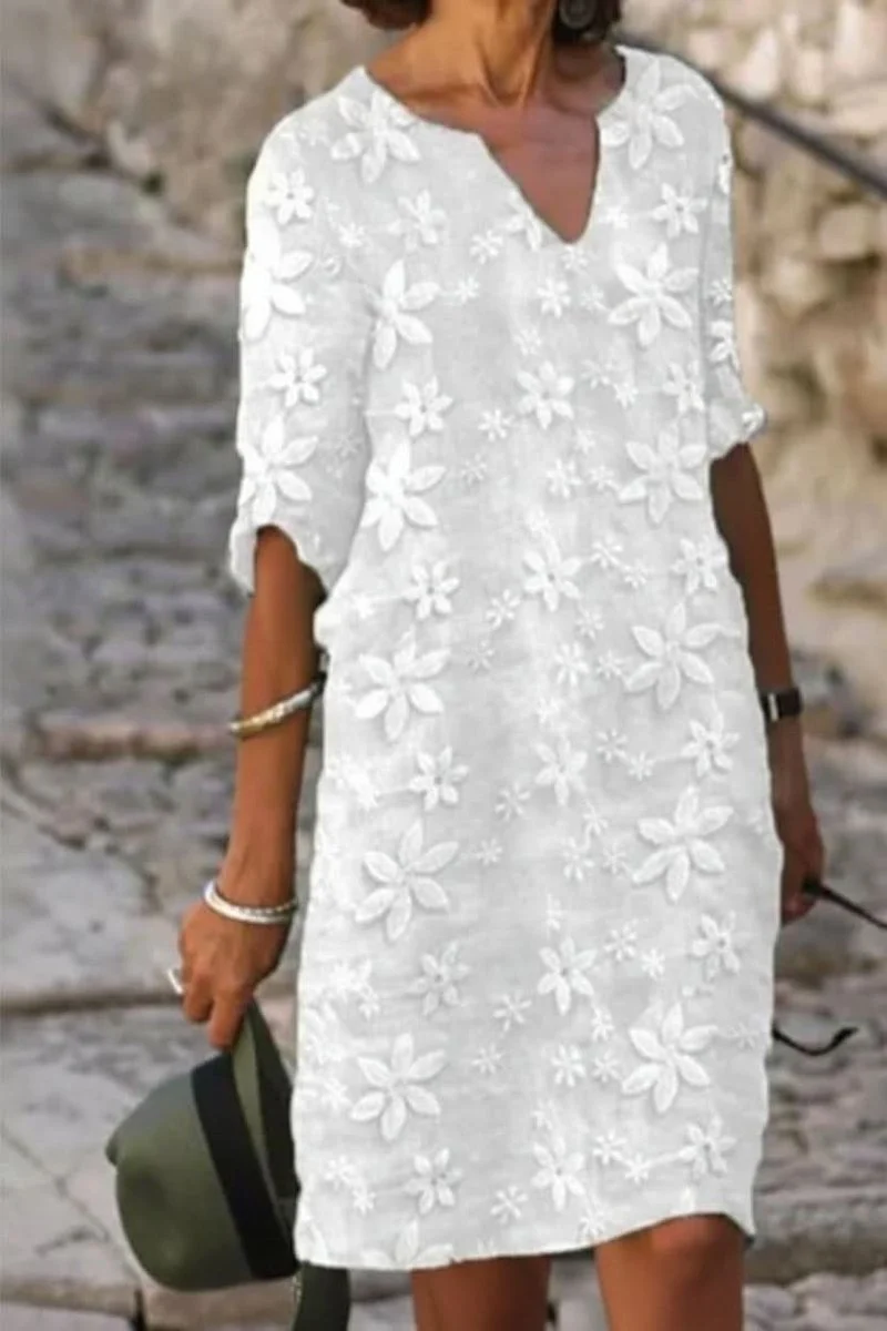 Elisabeth | Damen Blumen V-Ausschnitt Abendkleid Midi Elegant