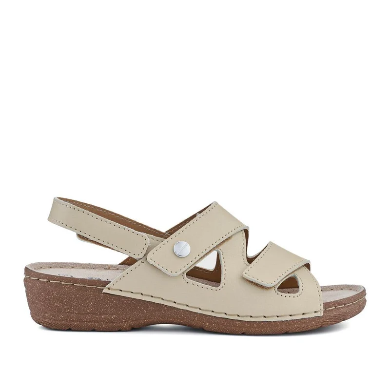 Adjustable Leather Slingback Sandals - PATRI41004 / 327 613 - Beige