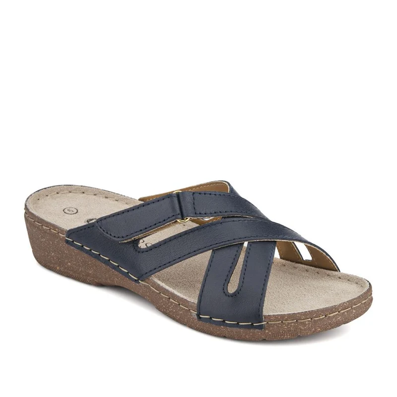 Leather Adjustable Mules - PATRI41002 / 327 611 - Navy