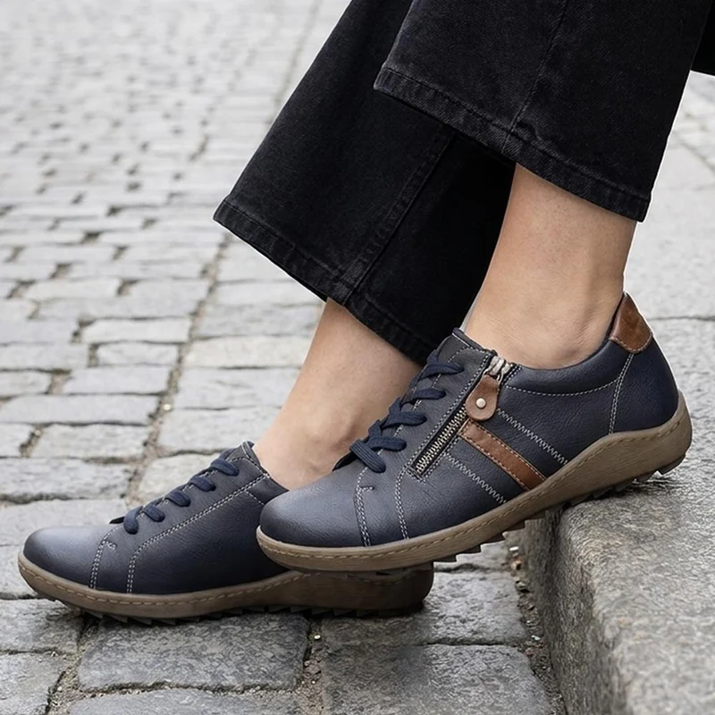 Casual Zip & Lace Fasten Shoes - WBINS44017 / 329 625 - Navy