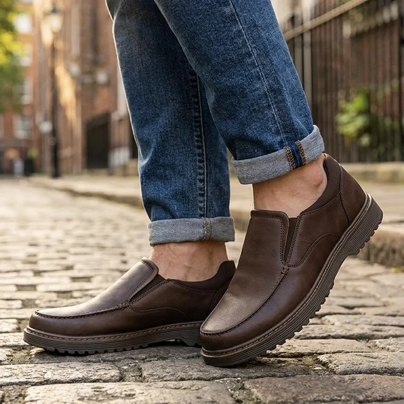 Wide Fit Smart Casual Moccasins - XINGH44006 / 330 040 - Brown