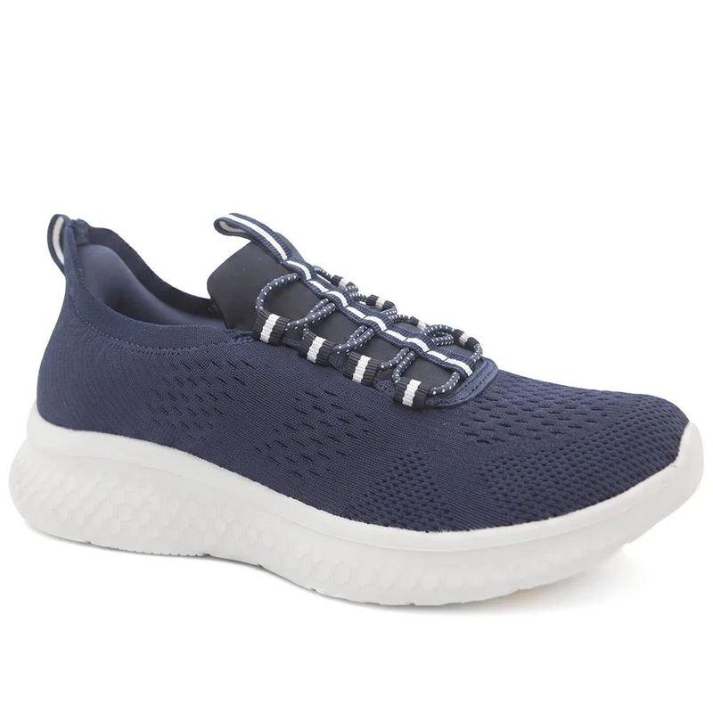 Wide Fit Easy Step In Bungee Lace Trainers - BRK42002 / 328 108 - Navy