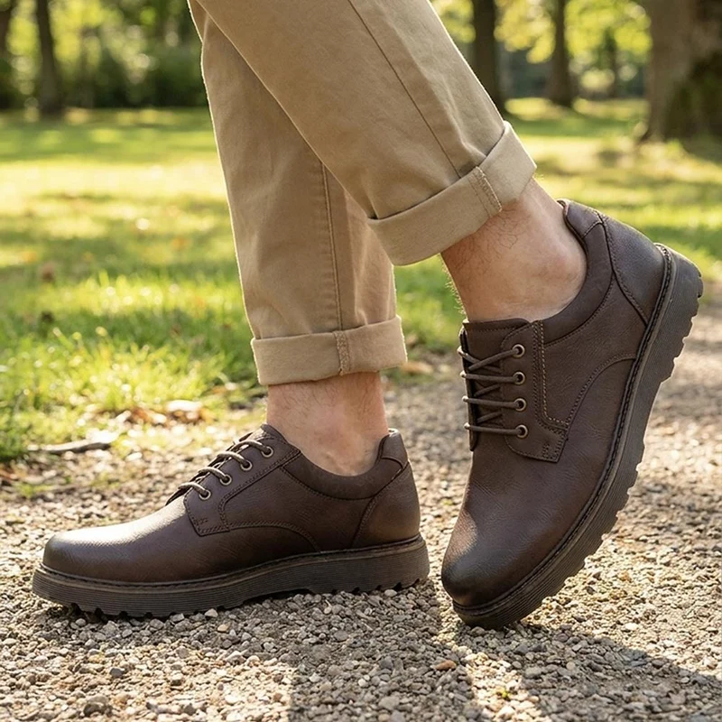 Wide Fit Smart Lace Up Shoes - XINGH44007 / 330 041 - Brown