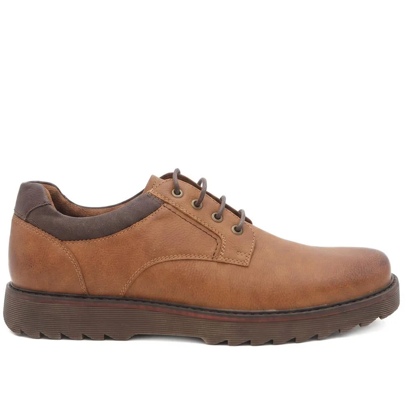 Wide Fit Smart Lace Up Shoes - XINGH44007 / 330 041 - Tan
