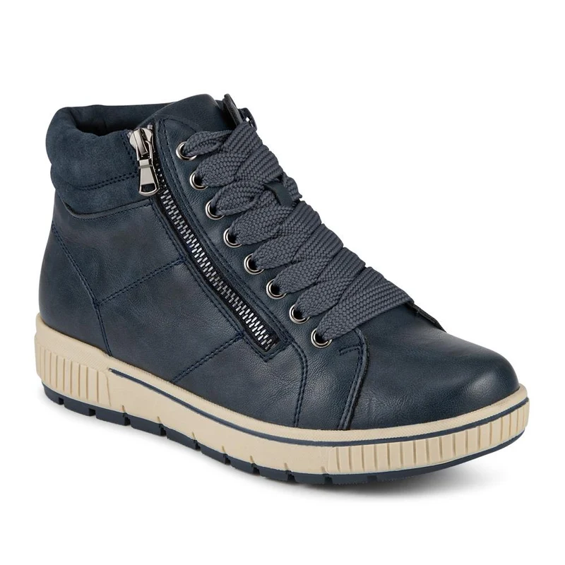 Lace Up Boots With Side Zip - SIN42000 / 328 220 - Navy