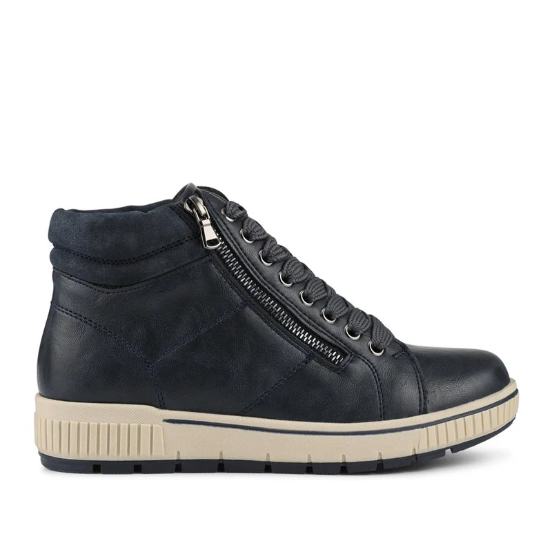 Lace Up Boots With Side Zip - SIN42000 / 328 220 - Navy