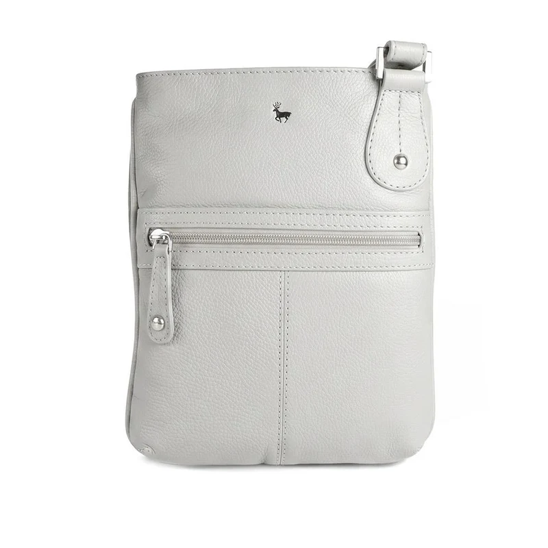 Leather Crossbody Bag W/ Outer Zip Pocket - LLOYD44037 / 330 479 - Light Grey