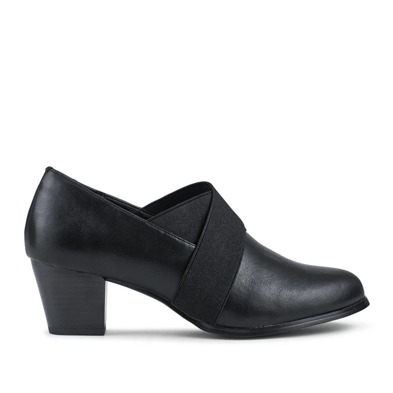 Smart Elasticated Block Heel Shoes - SANYI42003 / 328 057 - Black