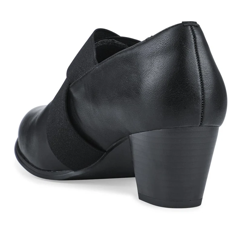 Smart Elasticated Block Heel Shoes - SANYI42003 / 328 057 - Black