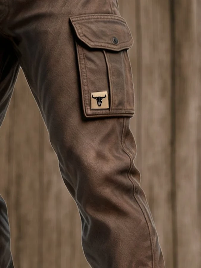 Florian | Herren Slim-Fit Tapered Cargohose Seitentaschen Bull-Patch