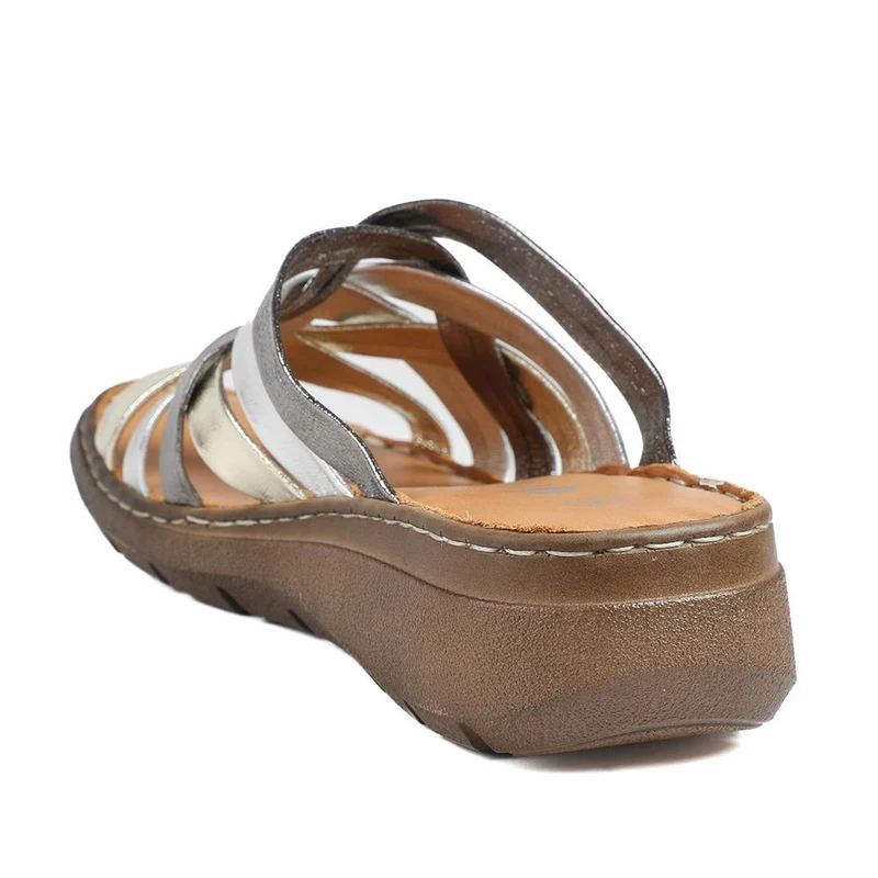 Leather Slip On Mule Sandals - LUCK43004 / 329 153 - Metallic