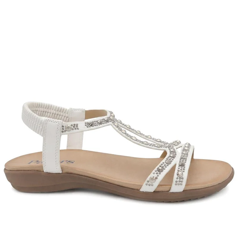 Embellished Elastic Fit Sandals - BAIZH43069 / 330 116 - White