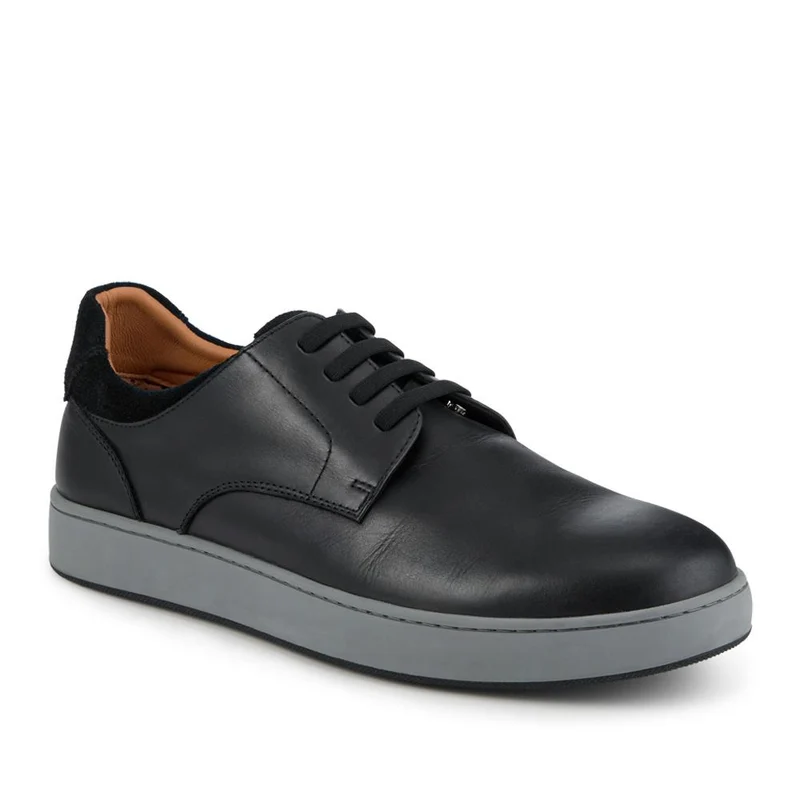 Stevenage Wide Fit Leather Trainers - STEVENAGE / 328 097 - Black Nubuck