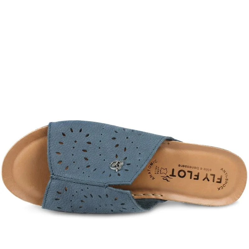 Fly Flot Leather Mule Sandals - FLY43012 / 328 649 - Blue