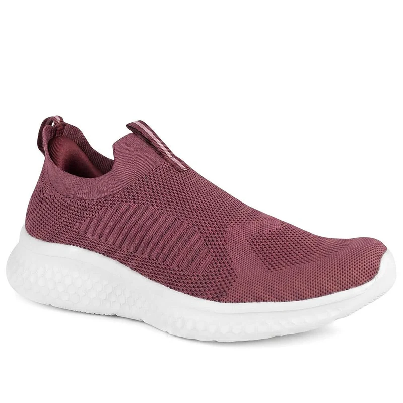 Wide Fit Memory Foam Easy Step In Trainers - BRK43041 / 329 070 - Burgundy