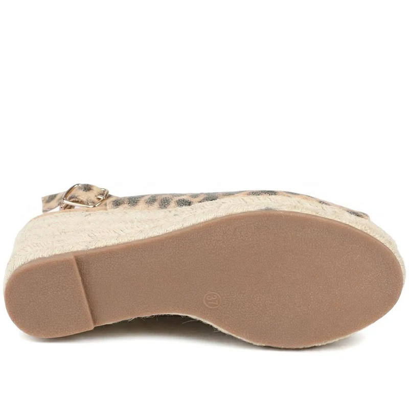 Peep Toe Wedged Slingback Espadrilles - WBINS43080 / 329 263 - Leopard
