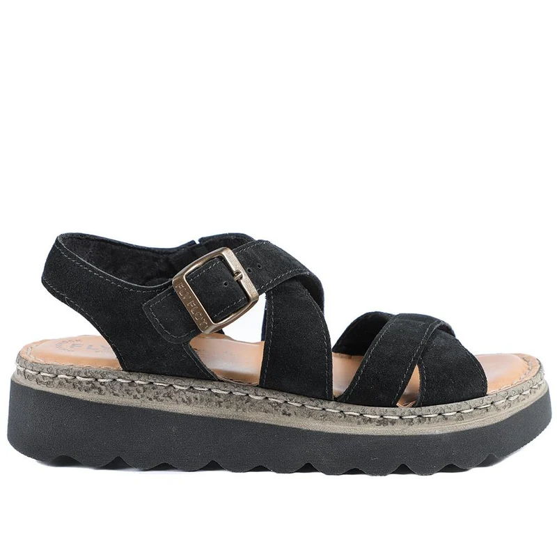 Fly Flot Platform Heel Buckled Sandals - FLY43007 / 328 656 - Black