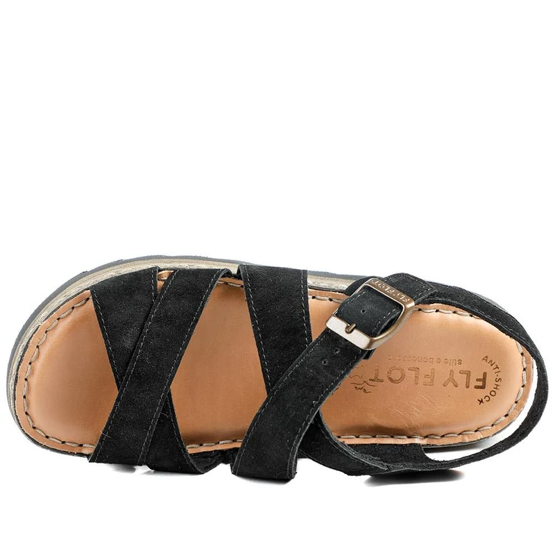 Fly Flot Platform Heel Buckled Sandals - FLY43007 / 328 656 - Black