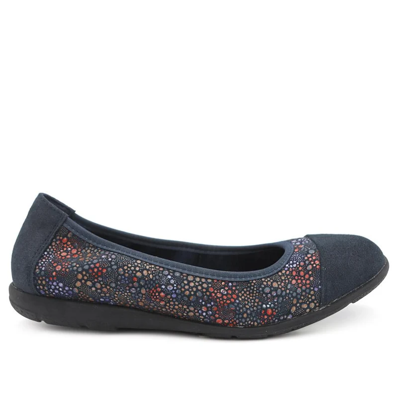 Leather Slip On Ballet Flats - BRK44005 / 329 758 - Navy Floral