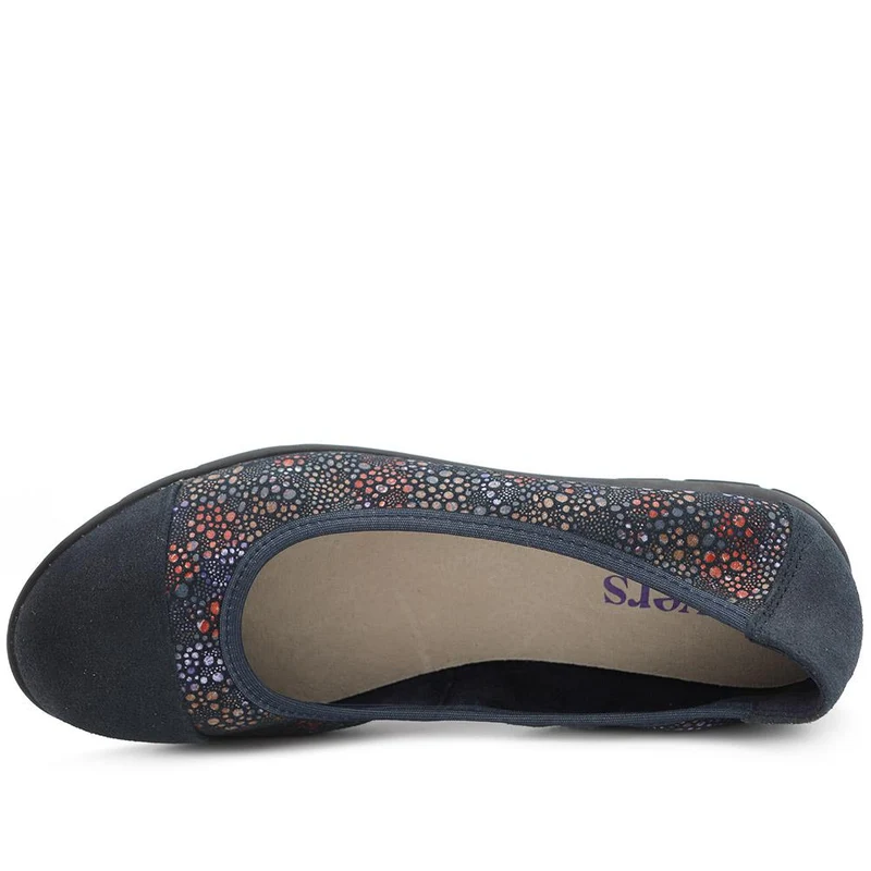 Leather Slip On Ballet Flats - BRK44005 / 329 758 - Navy Floral