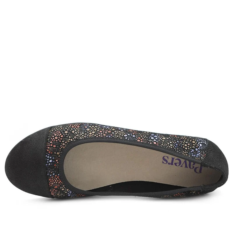 Leather Slip On Ballet Flats - BRK44005 / 329 758 - Black Floral