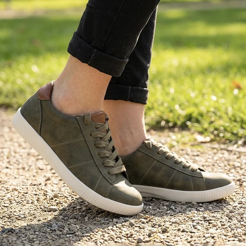 Casual Lace Up Platform Trainers - WBINS43017 / 329 059 - Olive
