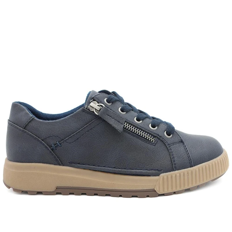 Wide Fit Zip & Lace Trainers - WBINS41019 / 326 929 - Navy