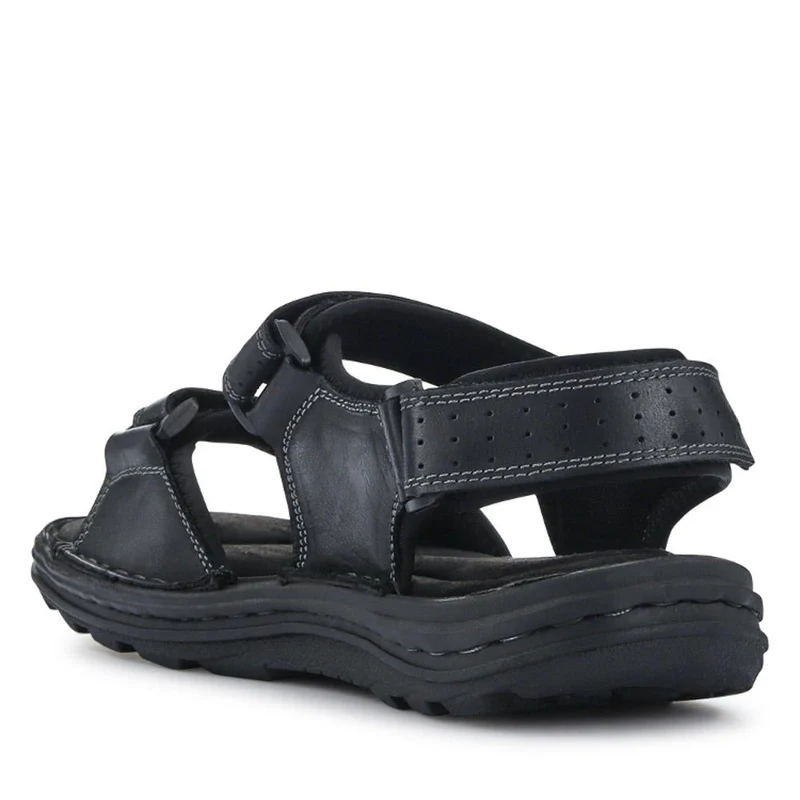Men's Leather Adjustable Sandals - AATRA41002 / 326 946 - Black