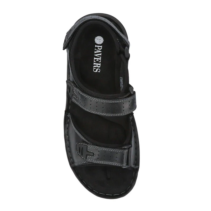 Men's Leather Adjustable Sandals - AATRA41002 / 326 946 - Black
