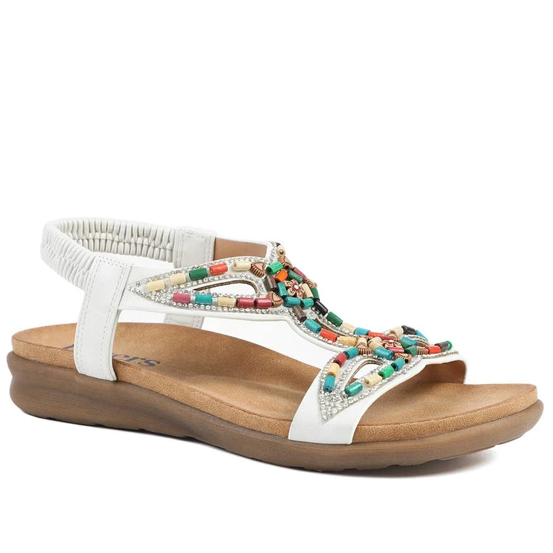 Elasticated Embellished Slingback Sandals - BAIZH43002 / 328 880