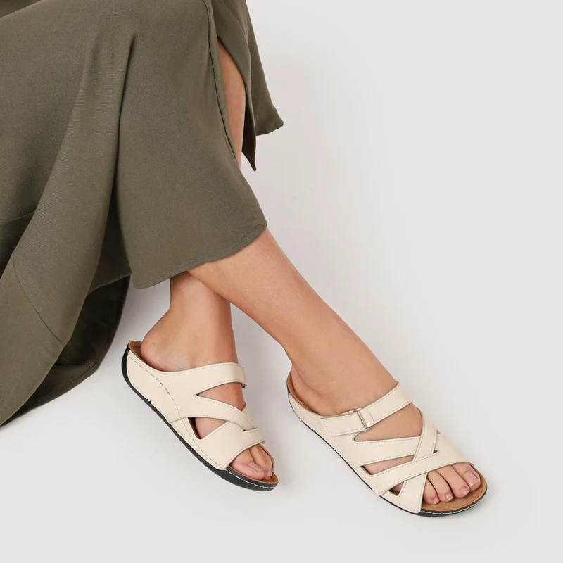 Lightweight Touch Fasten Mules - SERAY41001 / 327 547 - Beige