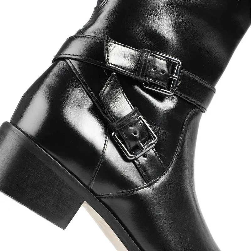 Phoebe Medium Calf-Fit Leather Long Boots - PHOEBE1M / 327 750 - Black