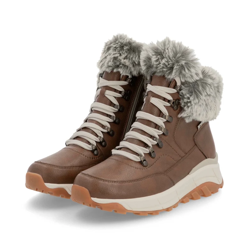 Rieker Damen Stiefeletten aus Leder mit Fleecefutter | Braun
