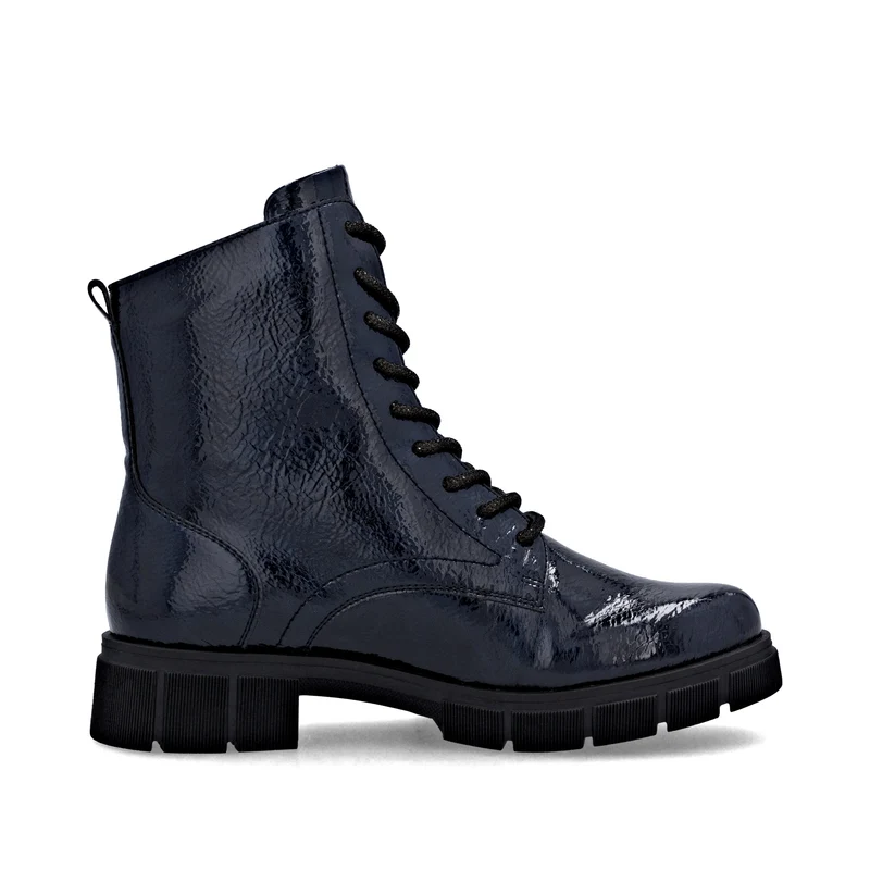 Remonte Damen Fashion Fleece-gefütterte Lackstiefelette | Blau