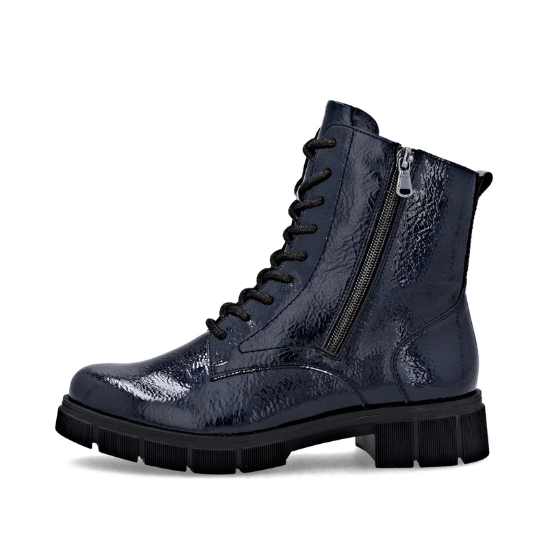 Remonte Damen Fashion Fleece-gefütterte Lackstiefelette | Blau