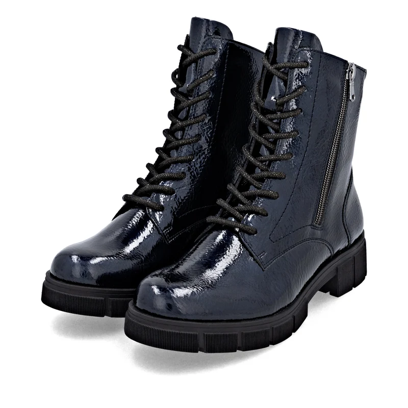 Remonte Damen Fashion Fleece-gefütterte Lackstiefelette | Blau