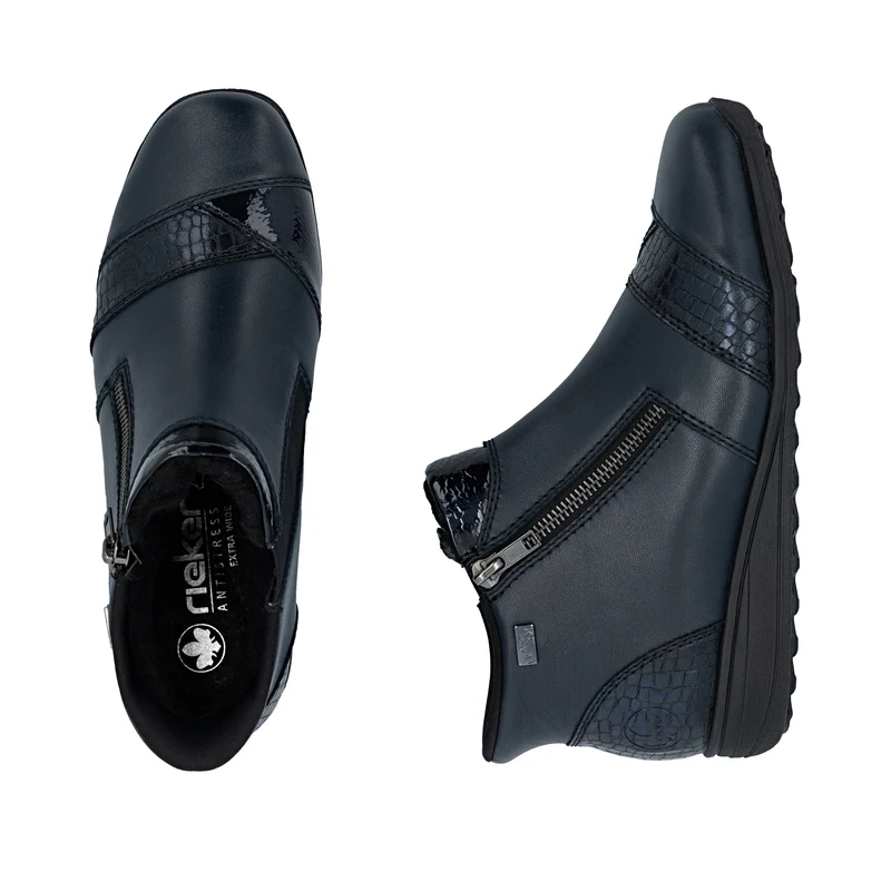 Rieker Damen Stiefeletten aus Leder mit Fleecefutter | Blau